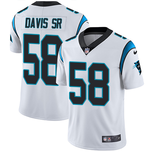 Nike Panthers #58 Thomas Davis Sr White Men's Stitched NFL Vapor Untouchable Limited Jersey - Click Image to Close